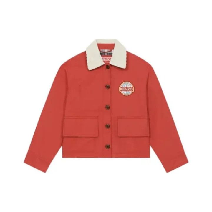 Kenzo Kenzo Logo Button Long Sleeve Jacket in Cherry Red 0079 Size S / US 4 / IT 40 - 1 Thumbnail