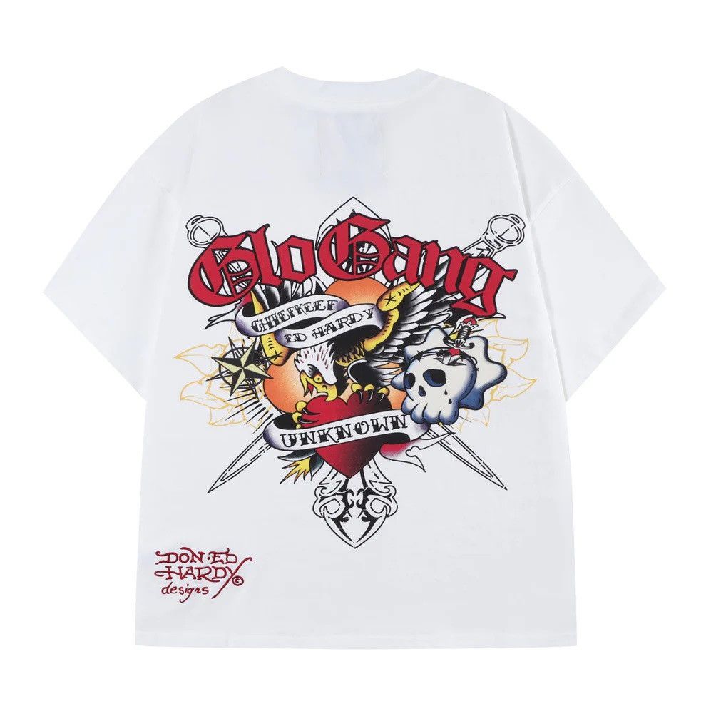 image of Chief Keef Ed Hardy Glo Gang Unknown London T Shirt in White, Men's (Size Large)