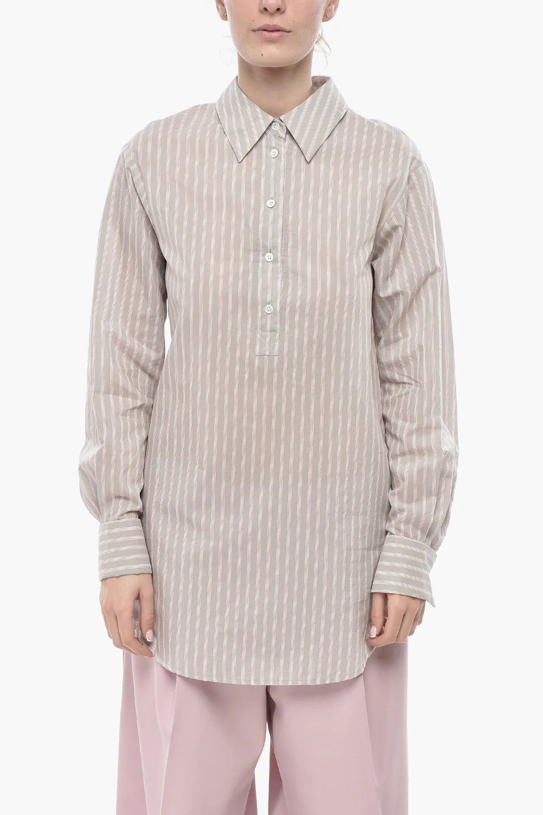 Dries Van Noten og1mm0426 Cotton-Blend Blouse in Grey Size XS / US 0-2 / IT 36-38 - 1 Thumbnail