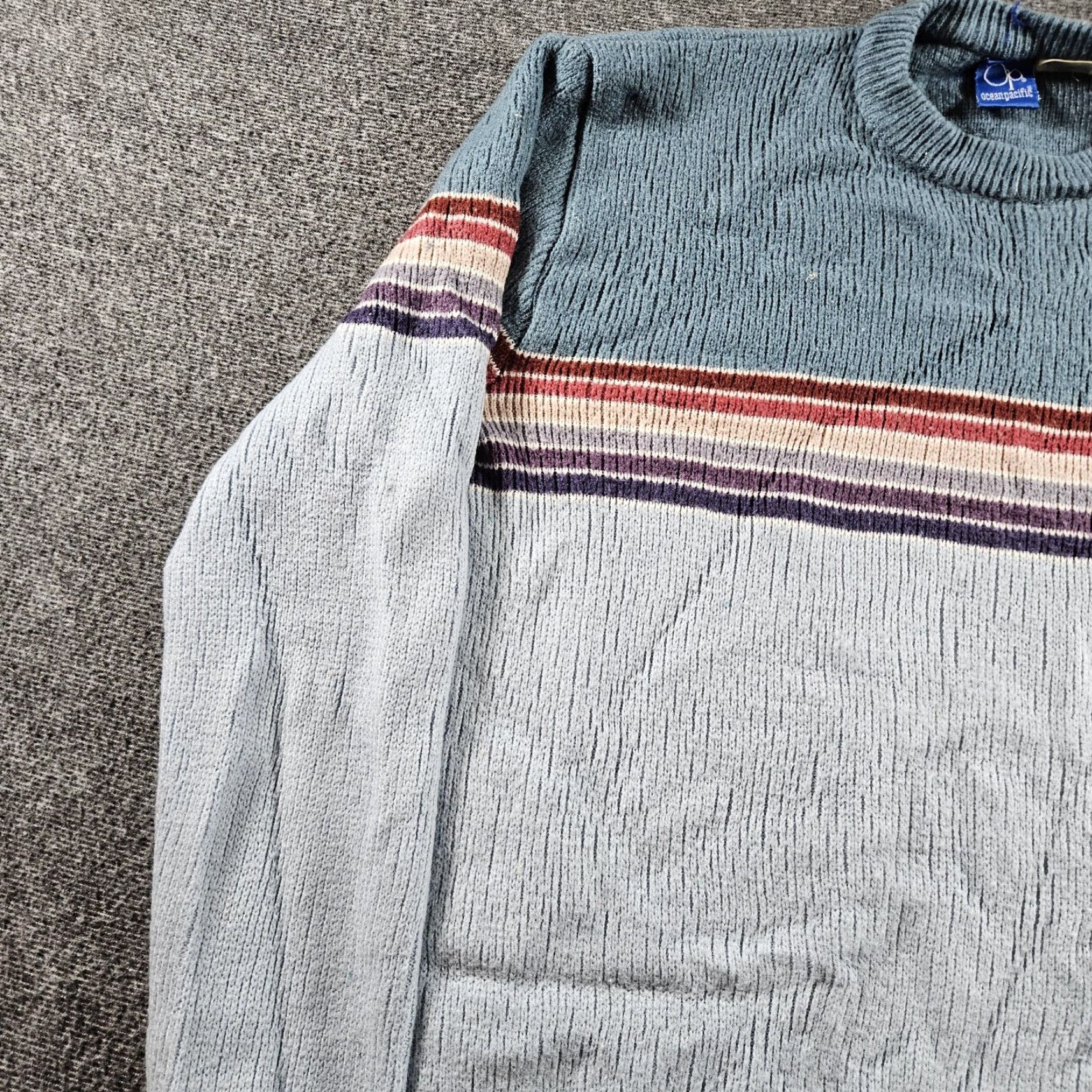 Ocean Pacific VINTAGE Ocean Pacific Sweater Mens Medium Blue Striped Crewneck Knit Hong Kong Size US M / EU 48-50 / 2 - 2 Thumbnail