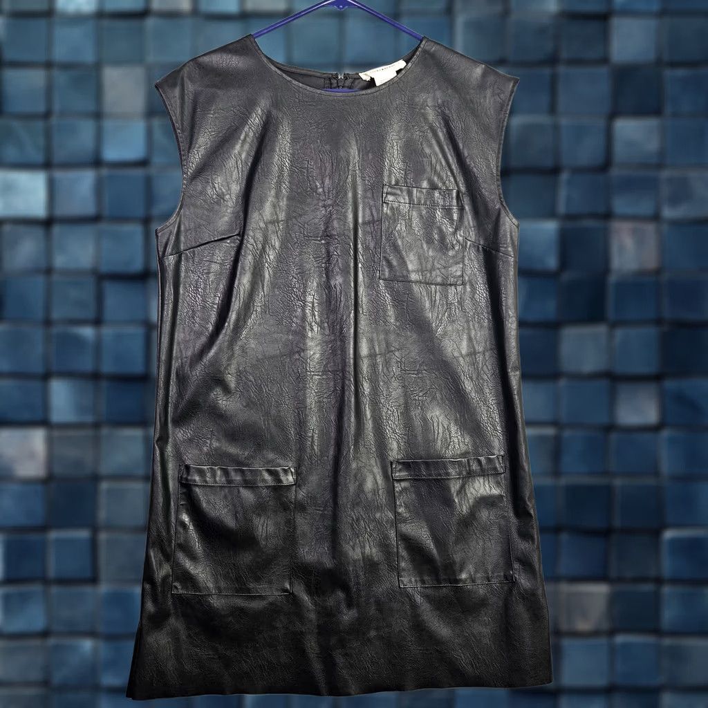 Lucky Brand Lucky Brand Women's Black Sleeveless Shift Dress Size M Pockets Faux Leather Size M / US 6-8 / IT 42-44 - 1 Thumbnail