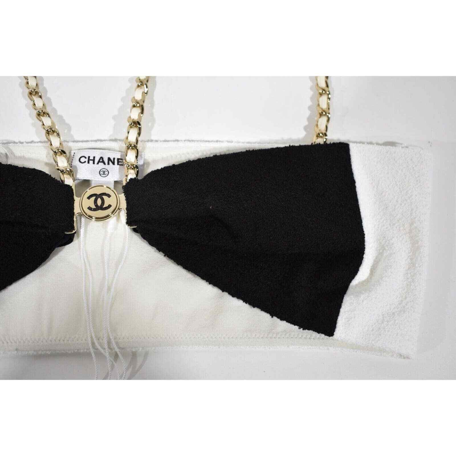 Chanel Chanel 22S Runway Black White Gold Cotton Crepe Top Bra 36 Size XS / US 0-2 / IT 36-38 - 7 Thumbnail
