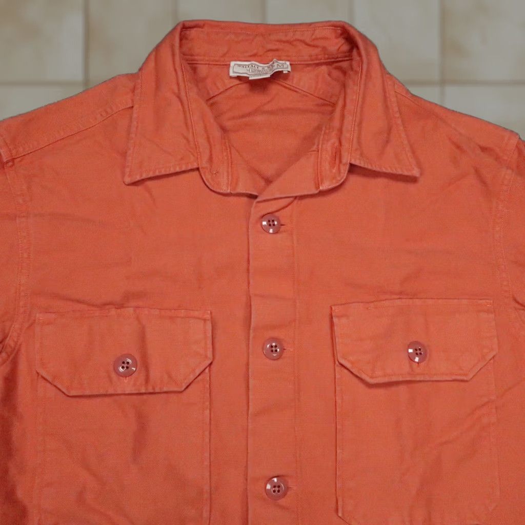 Wallace & Barnes Wallace & Barnes Shirt Mens Medium Orange Garment Dyed Seaside Twill Workshirt Size US M / EU 48-50 / 2 - 1 Thumbnail