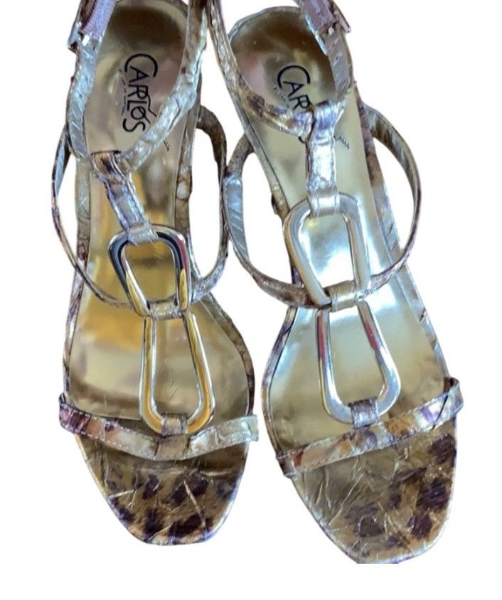 Other Carlos by Carlos Santana Gold Leopard Print Heels Sz 7 Metal Size US 7 / IT 37 - 7 Thumbnail