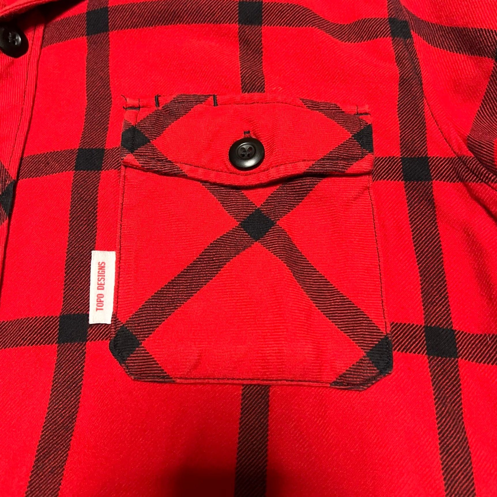 Topo Designs Topo Designs Mountain Flannel Shirt Mens Large Red Plaid Loop Collar Organic Size US L / EU 52-54 / 3 - 2 Thumbnail