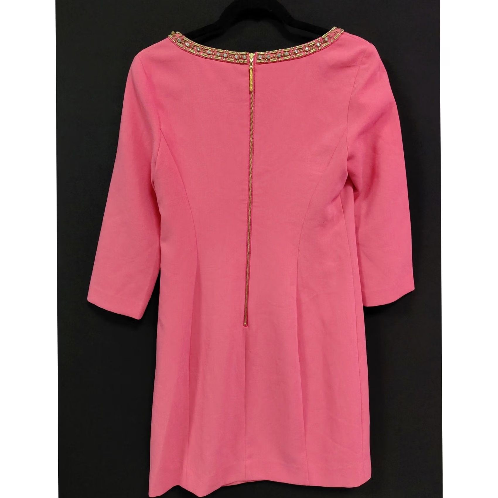 Lilly Pulitzer Lilly Pulitzer Pink Dress Embellished Solid 3/4 Sleeve Knee Length Women Size 6 Size M / US 6-8 / IT 42-44 - 2 Thumbnail