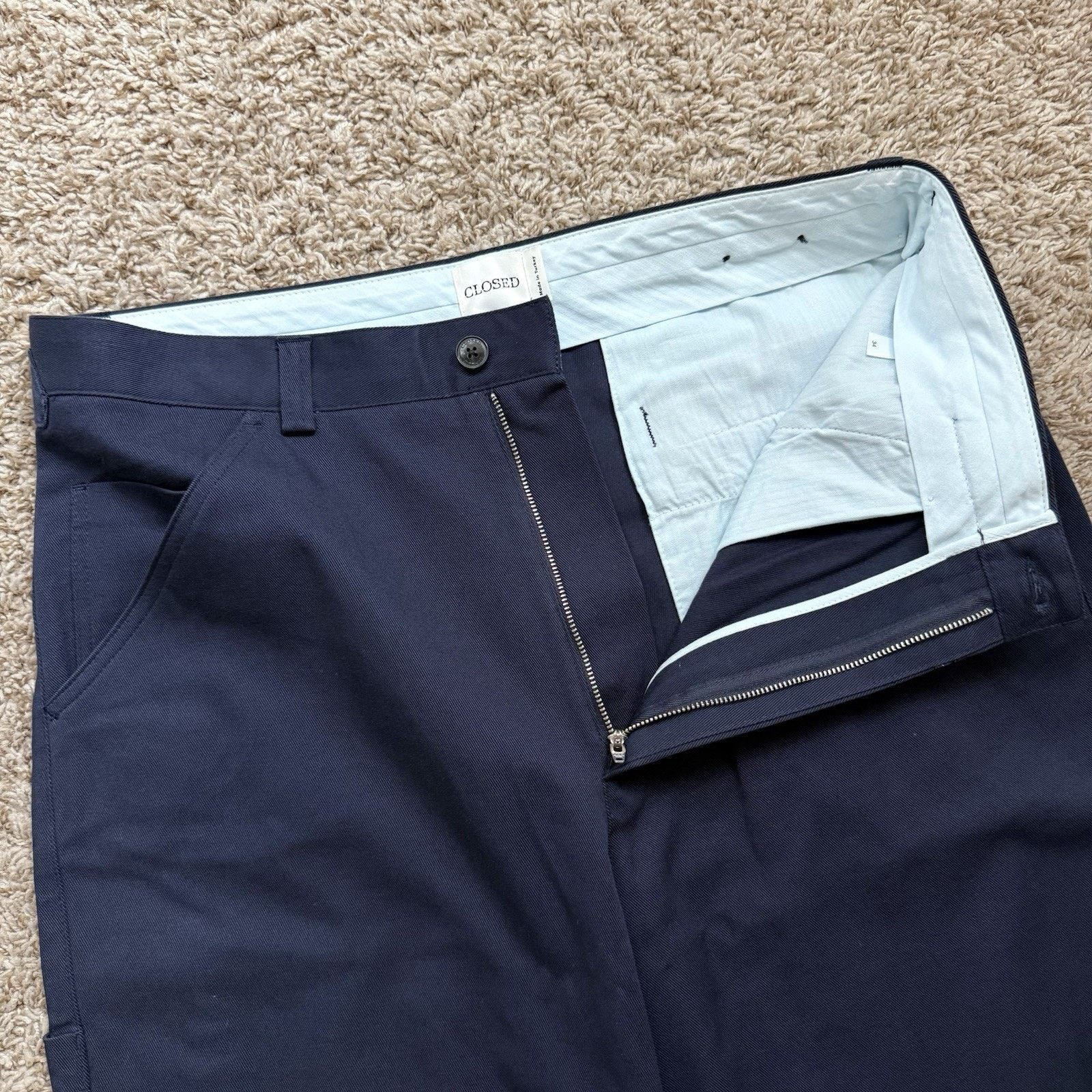CLOSED CLOSED Navy Blue Tapered Cotton Officer Chino Dress Pants Size US 34 / EU 50 - 3 Thumbnail