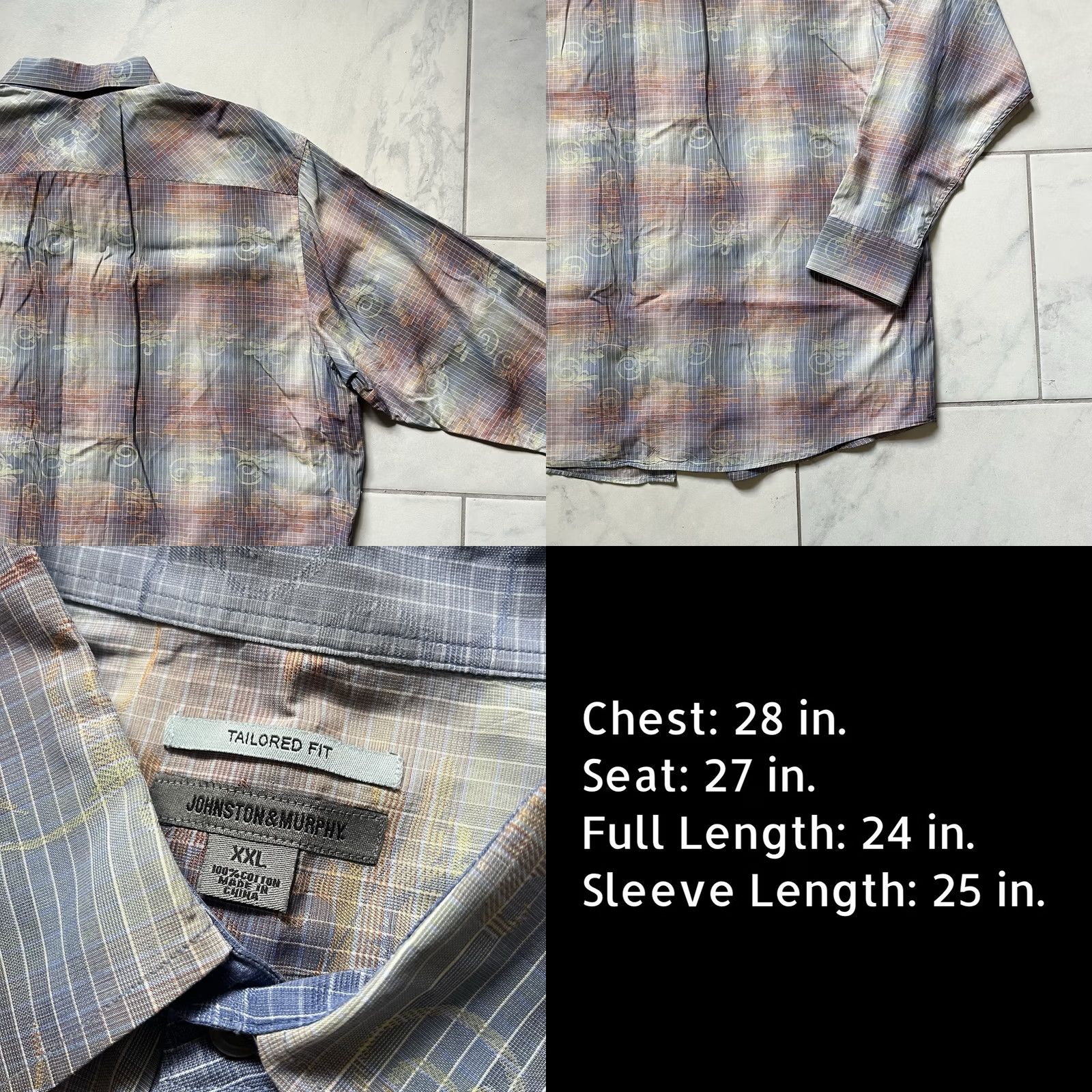 Johnston & Murphy Johnston & Murphy Shirt 2XL XXL Blue Red Multicolor Paisley Button-Up Mens Tailored Fit Cotton Size US XXL / EU 58 / 5 - 9 Thumbnail