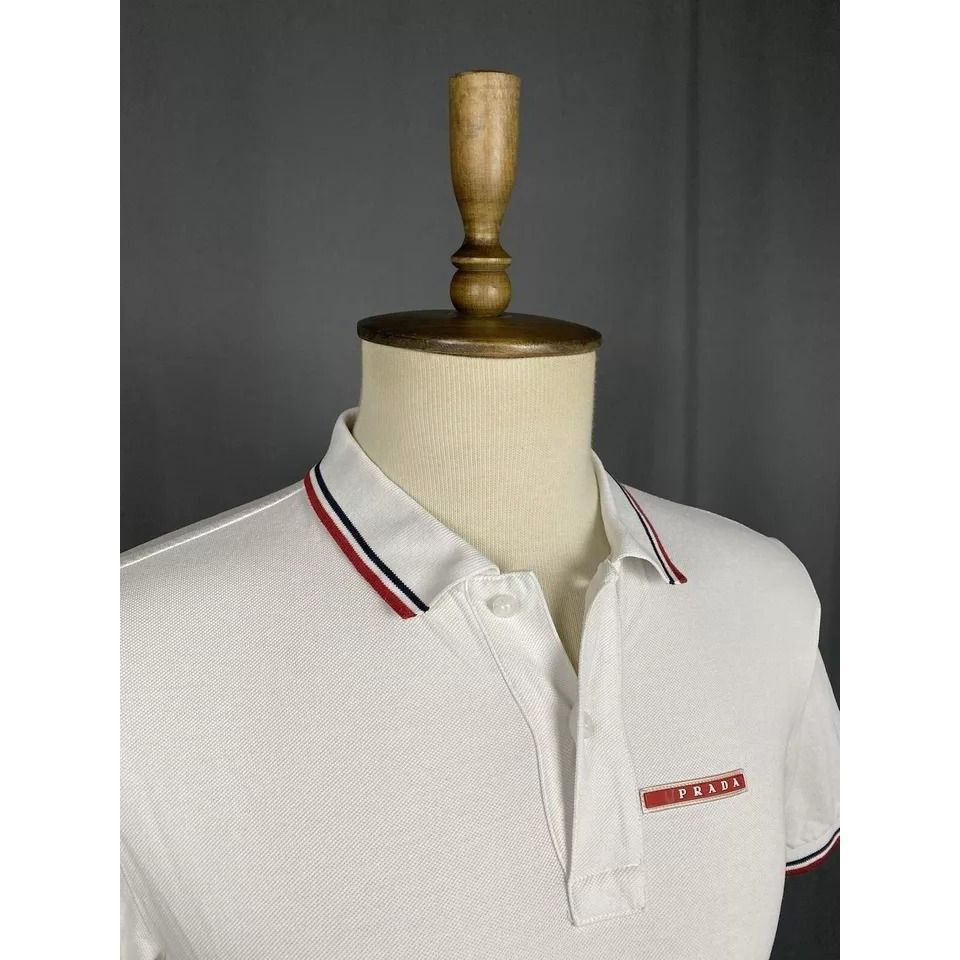 Prada Prada Red Tab Luxury Men's White Polo T-Shirt Size L Size US L / EU 52-54 / 3 - 6 Thumbnail