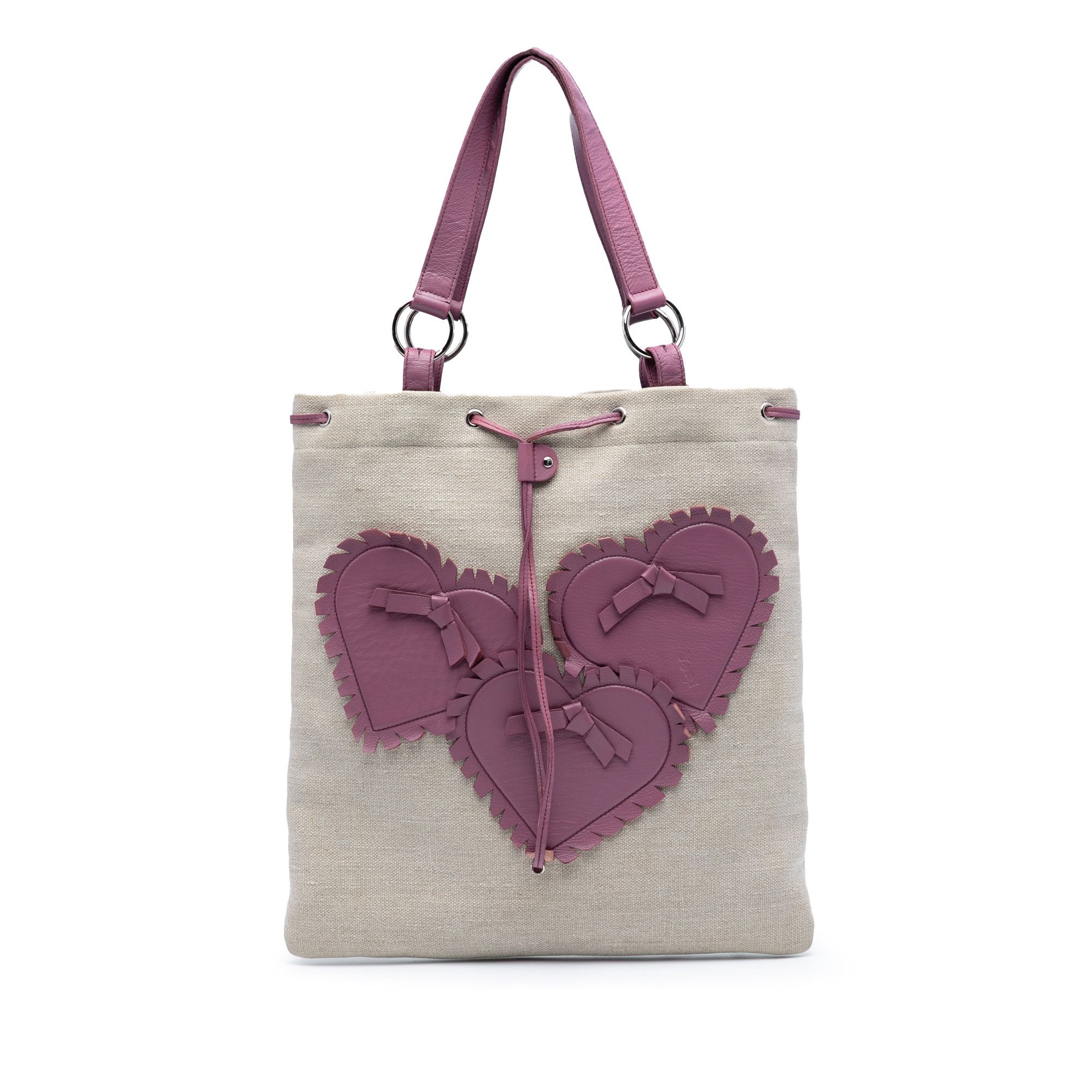 Yves Saint Laurent Yves Saint Laurent Canvas Fringed Heart Applique Tote Size ONE SIZE - 1 Thumbnail