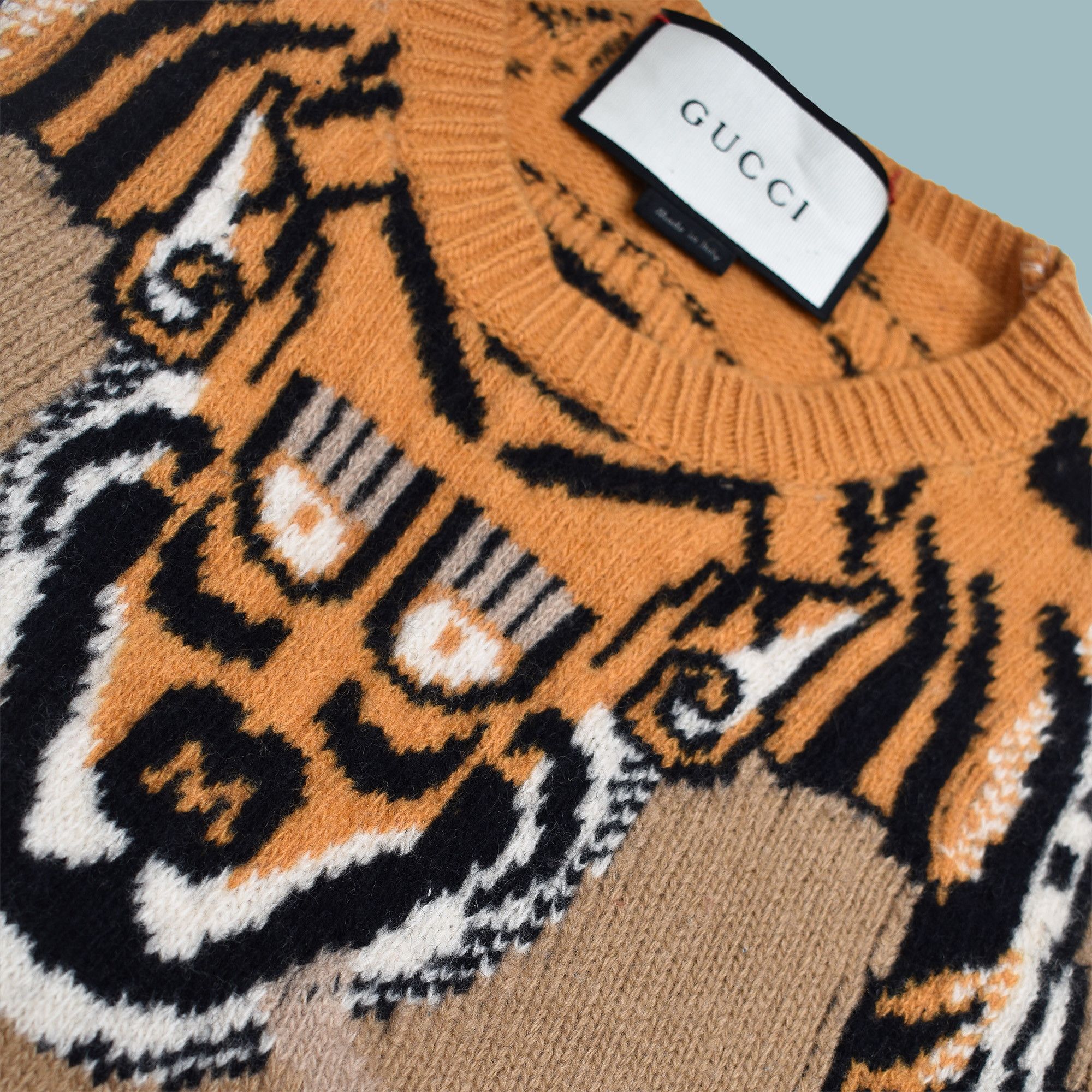 Gucci GUCCI TIGER INTARSIA WOOL SWEATER ORANGE LIKE NEW Size US M / EU 48-50 / 2 - 2 Thumbnail