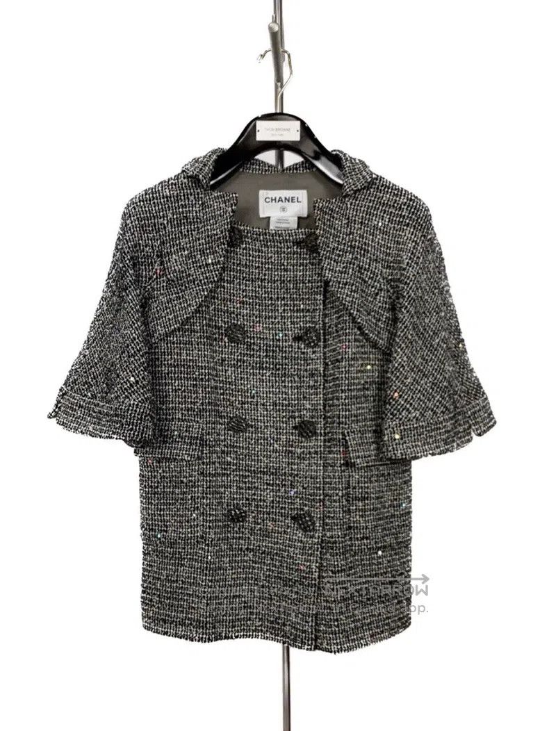 Chanel Chanel Gray wool blended small fragrant knitted shawl jack Size XS / US 0-2 / IT 36-38 - 1 Thumbnail