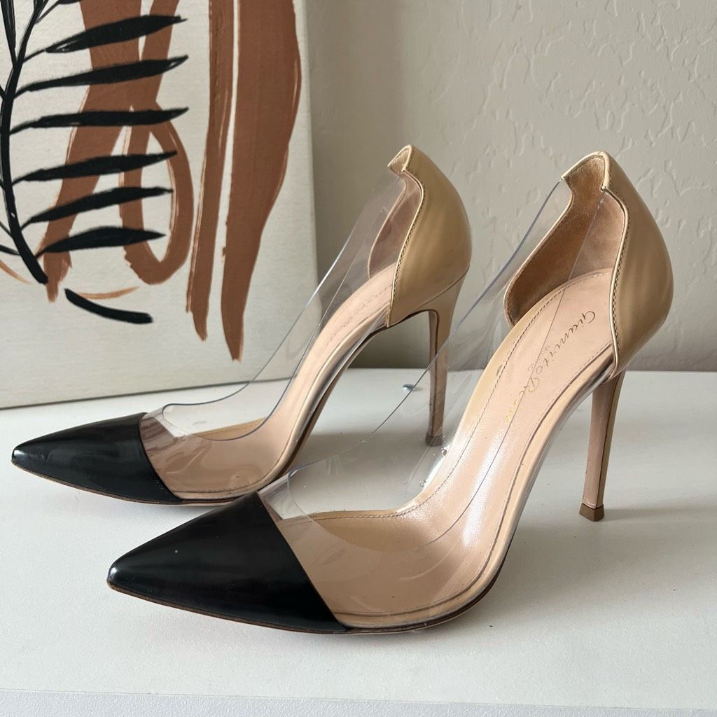 Gianvito Rossi Gianvito Rossi Plexi 105 Black Nude Leather Stiletto Heel PV Size US 6 / IT 36 - 1 Thumbnail
