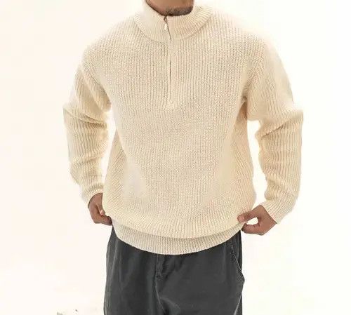 VIBE Beige Half Zip Knit Sweater Size US M / EU 48-50 / 2 - 4 Thumbnail