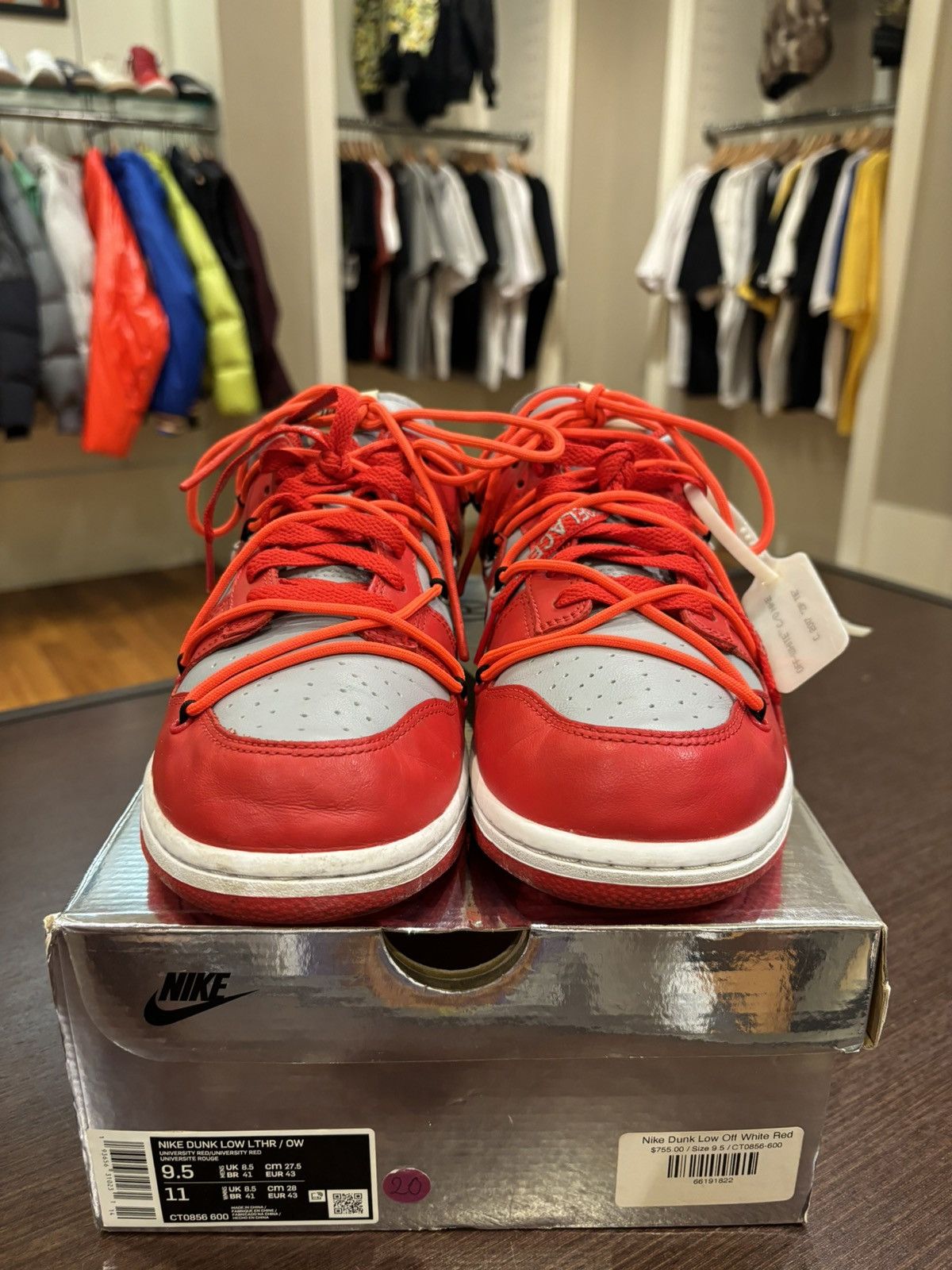 Nike × Off-White Nike Dunk Low Off-White University Red Size US 9.5 / EU 42-43 - 3 Thumbnail