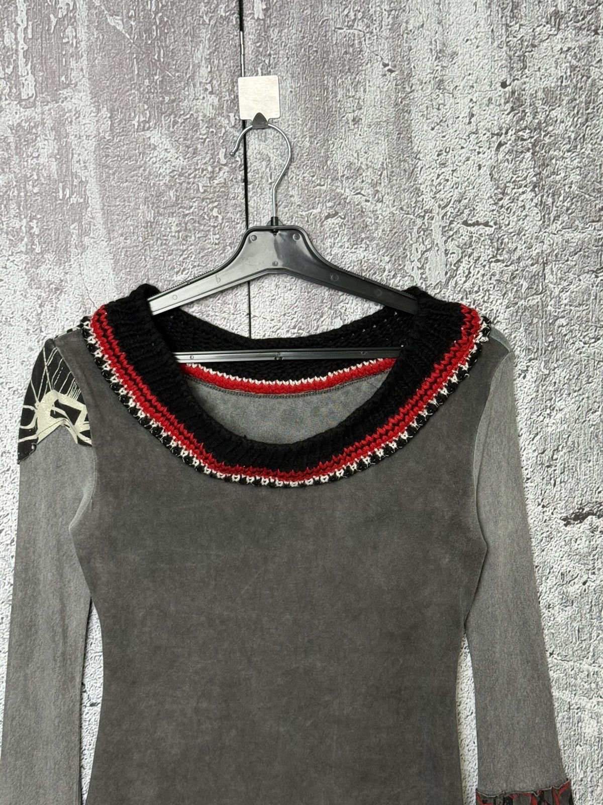 Custo Barcelona Pianura Studio Y2K Mesh Top Sheer Abstract Print Long Sleeve Size S / US 4 / IT 40 - 2 Thumbnail