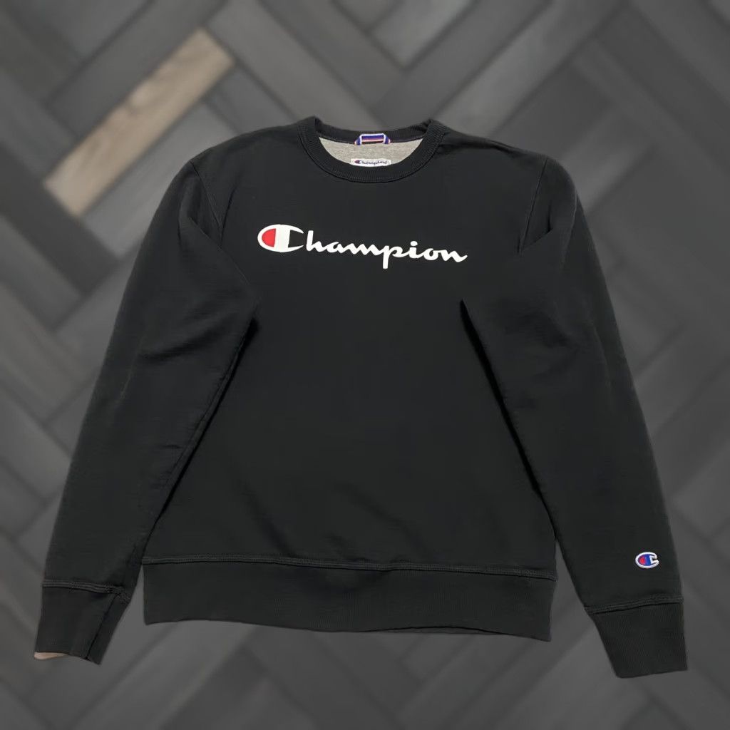 Champion Champion Sweatshirt Crewneck Black Logo Size M Mens Regular Pullover Graphic Print Fleece Cotton Polyester University Heritage 90s? Size US M / EU 48-50 / 2 - 1 Thumbnail