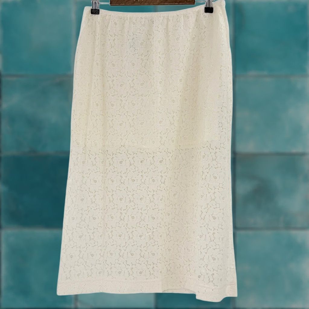 Old Navy NWT Old Navy Womens Lace Midi Skirt Seasalt Cream Floral Cotton Blend Size M Size 32" / US 10 / IT 46 - 1 Thumbnail