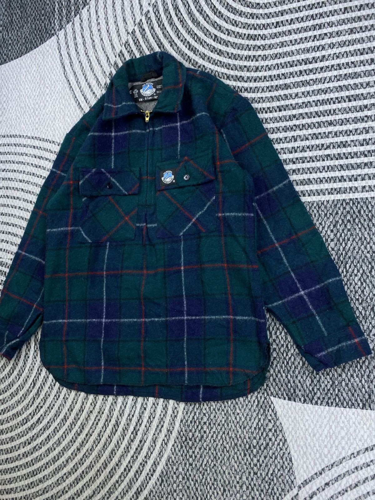 Vintage Vintage Swanndri N.Zealand Green Checked Halfzip Wool Jacket Size US M / EU 48-50 / 2 - 4 Thumbnail