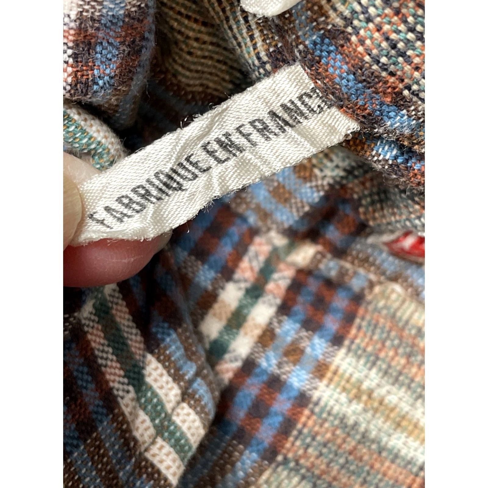 Vintage VINTAGE French 50s Plaid Woven Thick Cotton Work Pullover Peasant Shirt ELTVA Sz 38 Mens Size US M / EU 48-50 / 2 - 6 Thumbnail