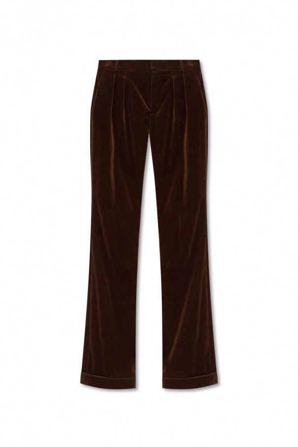 Saint Laurent Paris o1s1wg111024 Flare Pants In Velvet in Brown Size 26" / US 2 / IT 38 - 1 Thumbnail