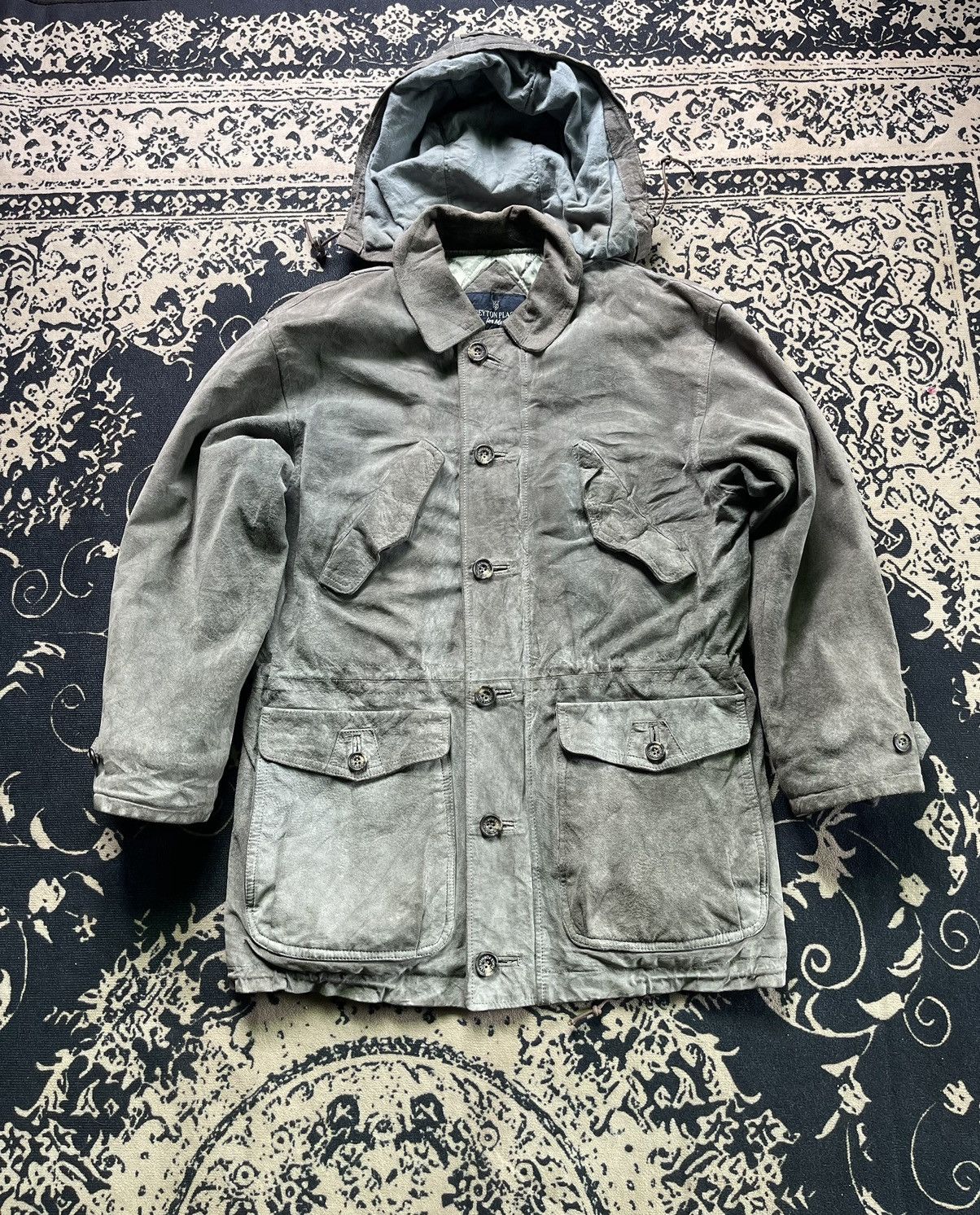 Vintage Peyton Place Leather Hood Parka Jacket