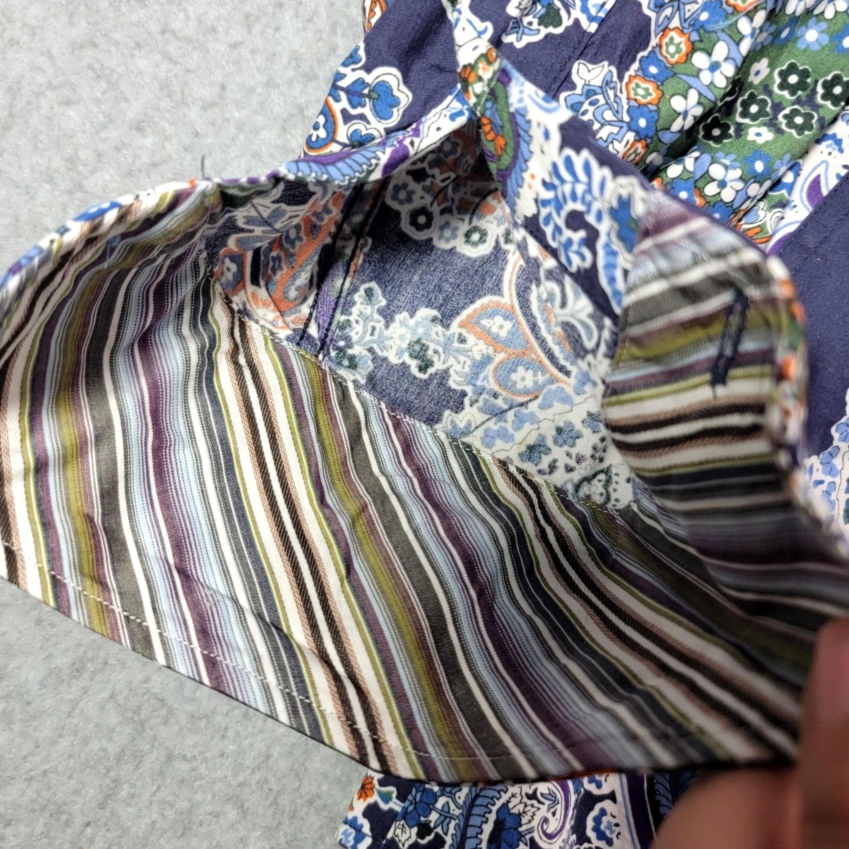 Vintage Thomas Dean Shirt Mens XL Blue Paisley Long Sleeve Contrast Cuff Button Front Size US XL / EU 56 / 4 - 4 Thumbnail