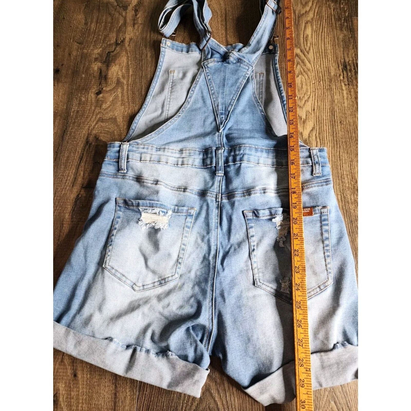 Vintage Juniors 5 SWEET LOOK Distressed Denim Shorts Overalls Shortalls Denim Blue Cotton Blend Jeans Shorts Distressed 5 Denim Sweet Look Size 27" / US 4 / IT 40 - 4 Thumbnail
