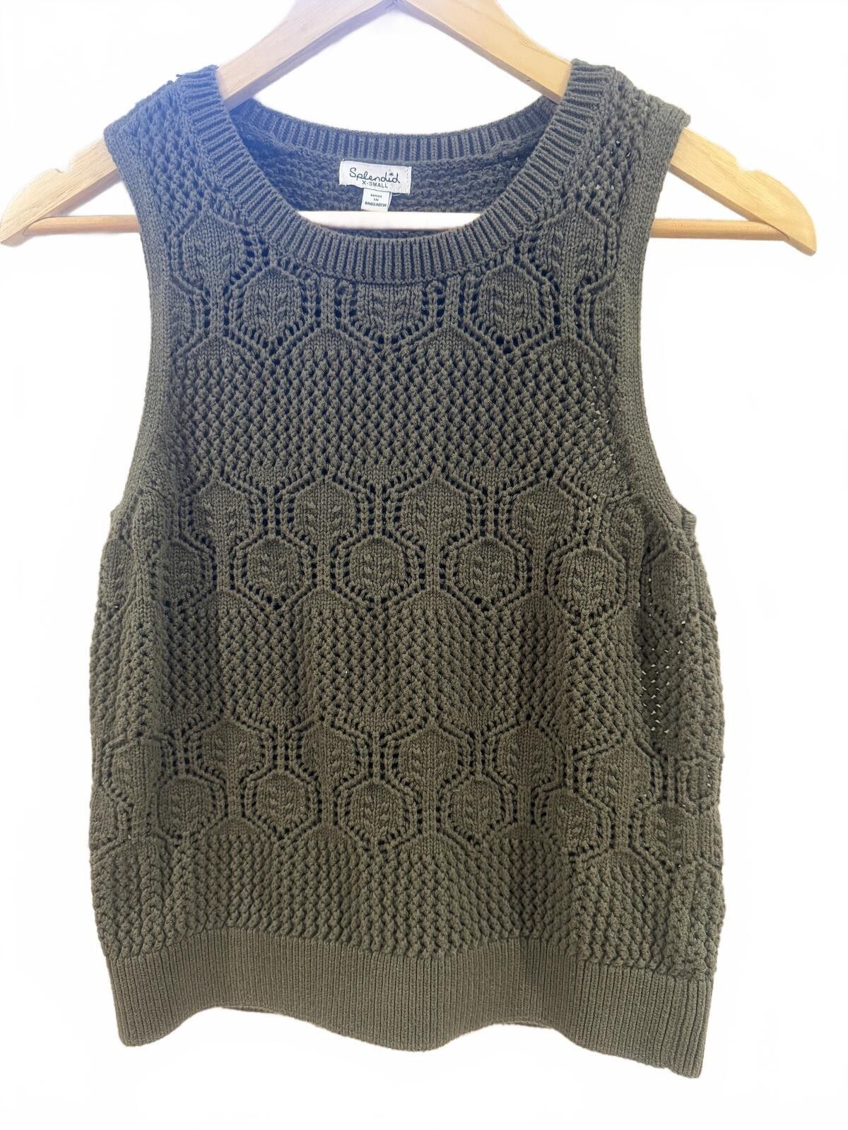 Splendid Splendid Dark Green Honore Cotton Crochet Tank Size XS / US 0-2 / IT 36-38 - 1 Thumbnail