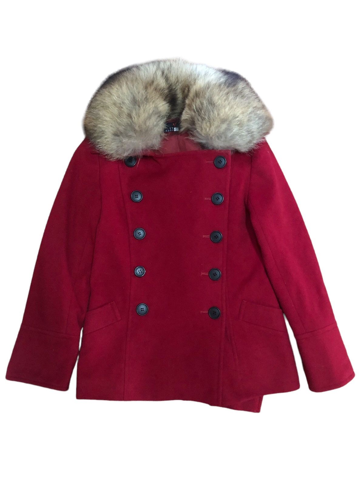 yoshie inaba Yoshie Inaba Racoon Fur Collar Wool Coat Size S / US 4 / IT 40 - 1 Thumbnail