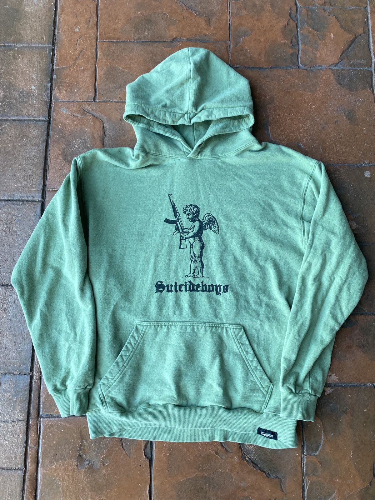 image of G59 Records x Pouya Uicideboy Merch Suicide Boys G59 Clip Your Wings Green Hoodie Sweatshirt (Size 