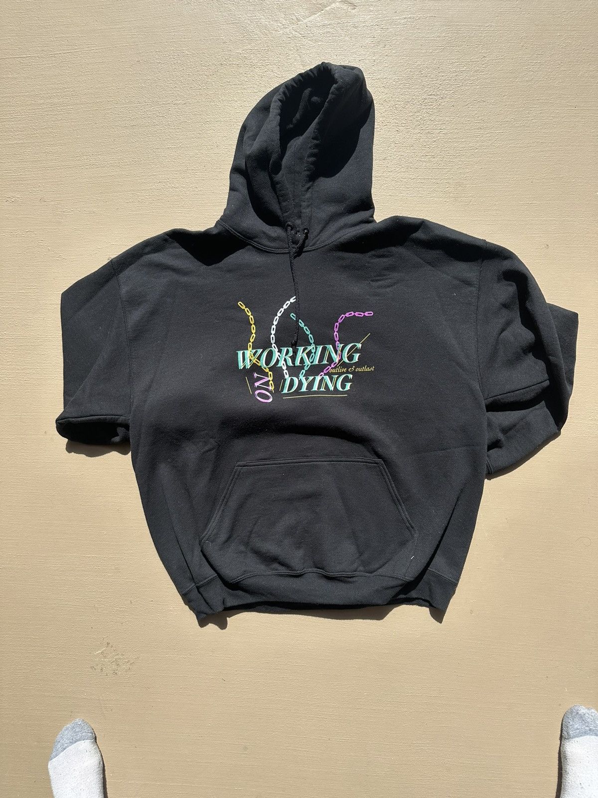 image of Drain Gang x Goth&money Working On Dying Hoodie in Black, Men's (Size XL)