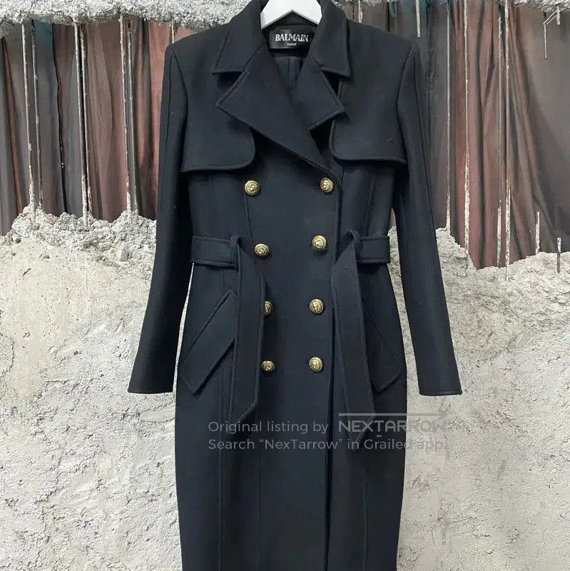 Balmain Balmain Black Wool Long Coat for Women . Size XXS / US 00 / IT 34 - 1 Thumbnail