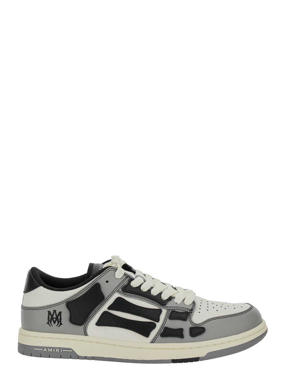 Amiri 'Skel Top Low' Grey Sneakers with Logo Patch on the Tongue and Contrasting Details on the Side in Leather for Men Size US 14 / EU 47 - 1 Thumbnail
