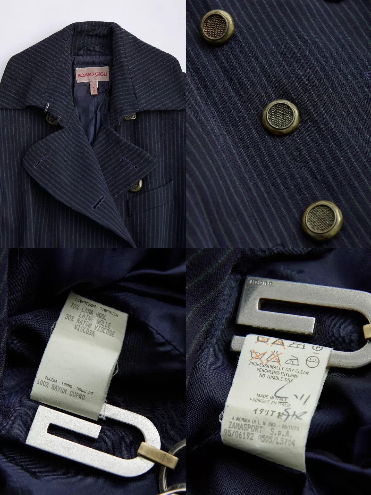 Romeo Gigli ROMEO GIGLI 1995AW Striped DB Long Coat 44 Size M / US 6-8 / IT 42-44 - 9 Thumbnail