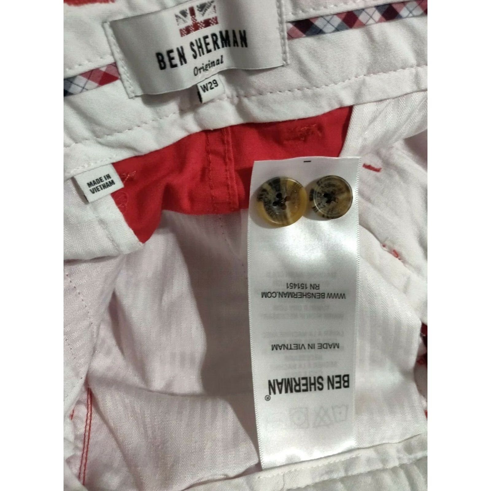 Ben Sherman Ben Sherman Slim Fit Chino Shorts Flat Front Red Beige 29 Men’s Shorts Stretch Casual Preppy Size US 30 / EU 46 - 5 Thumbnail
