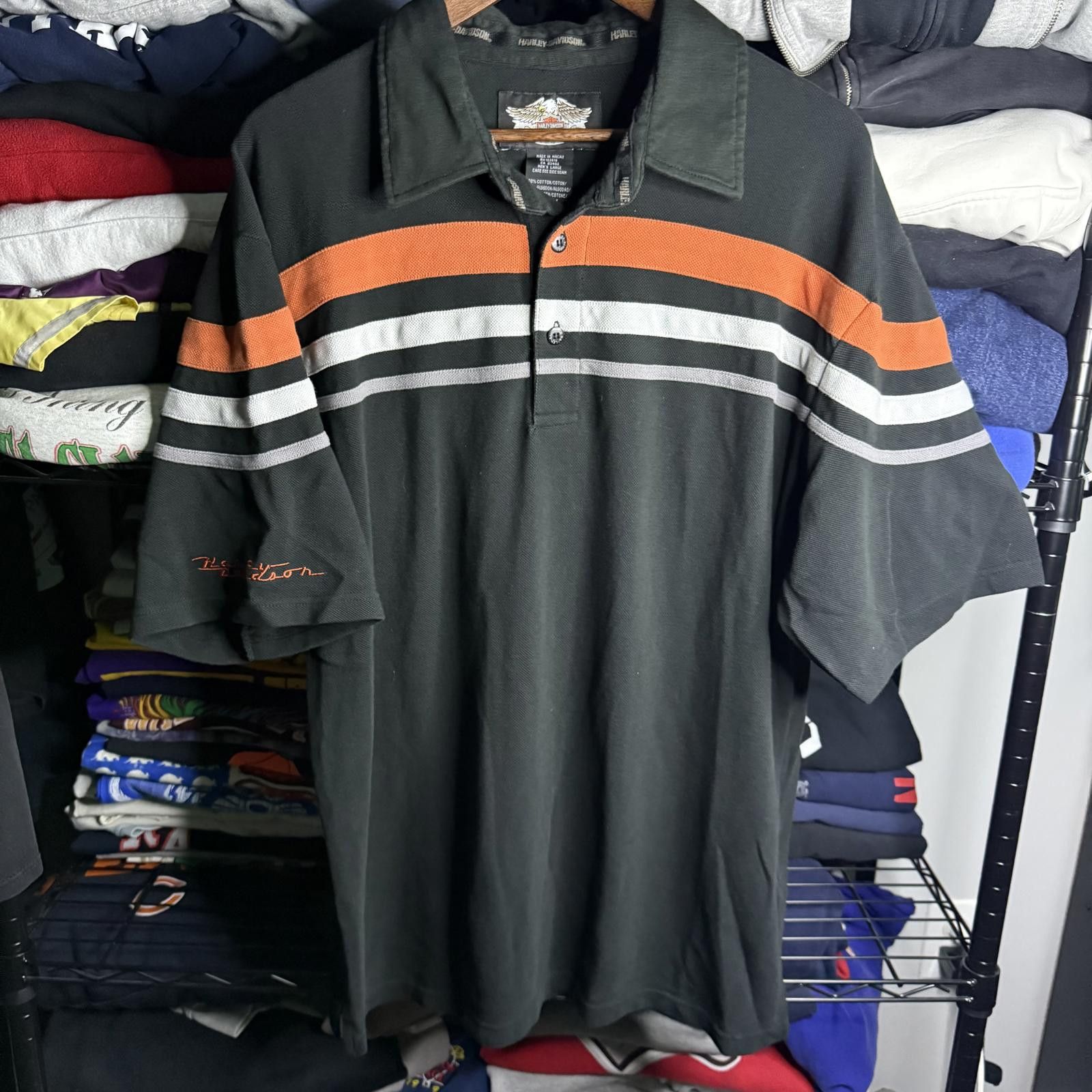 Harley Davidson Harley-Davidson Vintage Polo Shirt with Stripes Size US XL / EU 56 / 4 - 3 Thumbnail