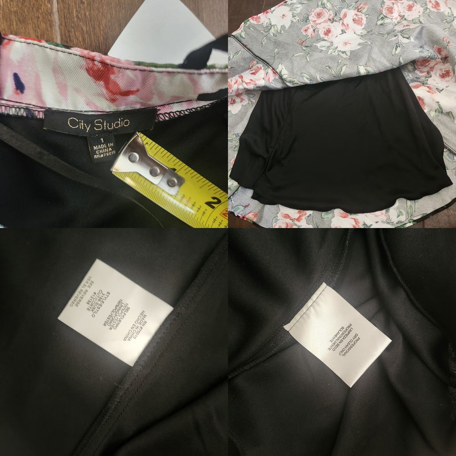 Vintage Studio City ROSE Black Rose Floral Party Skirt NWT - Size 1 Size 25" / US 0 / IT 36 - 9 Thumbnail