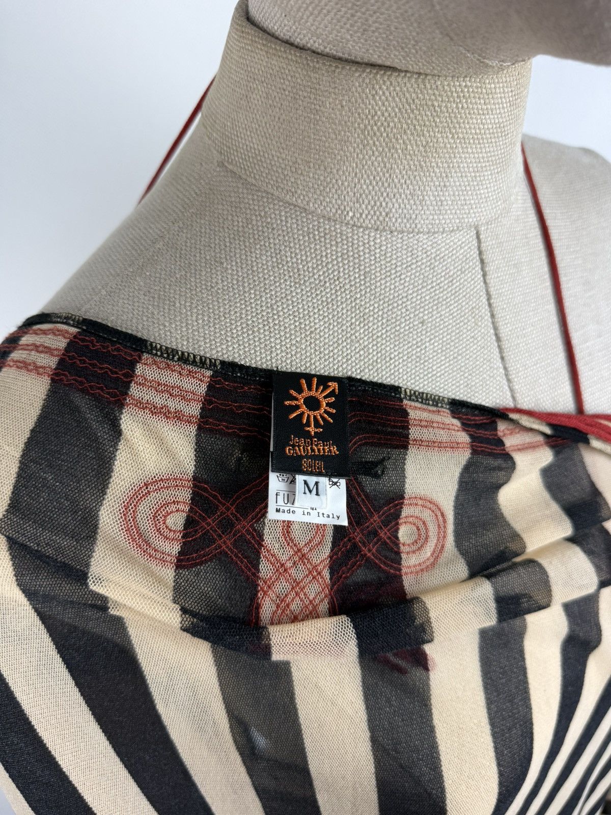 Jean Paul Gaultier Jean Paul Gaultier Soleil VTG Mesh Striped Cape Tunic Blouse Size M / US 6-8 / IT 42-44 - 14 Thumbnail