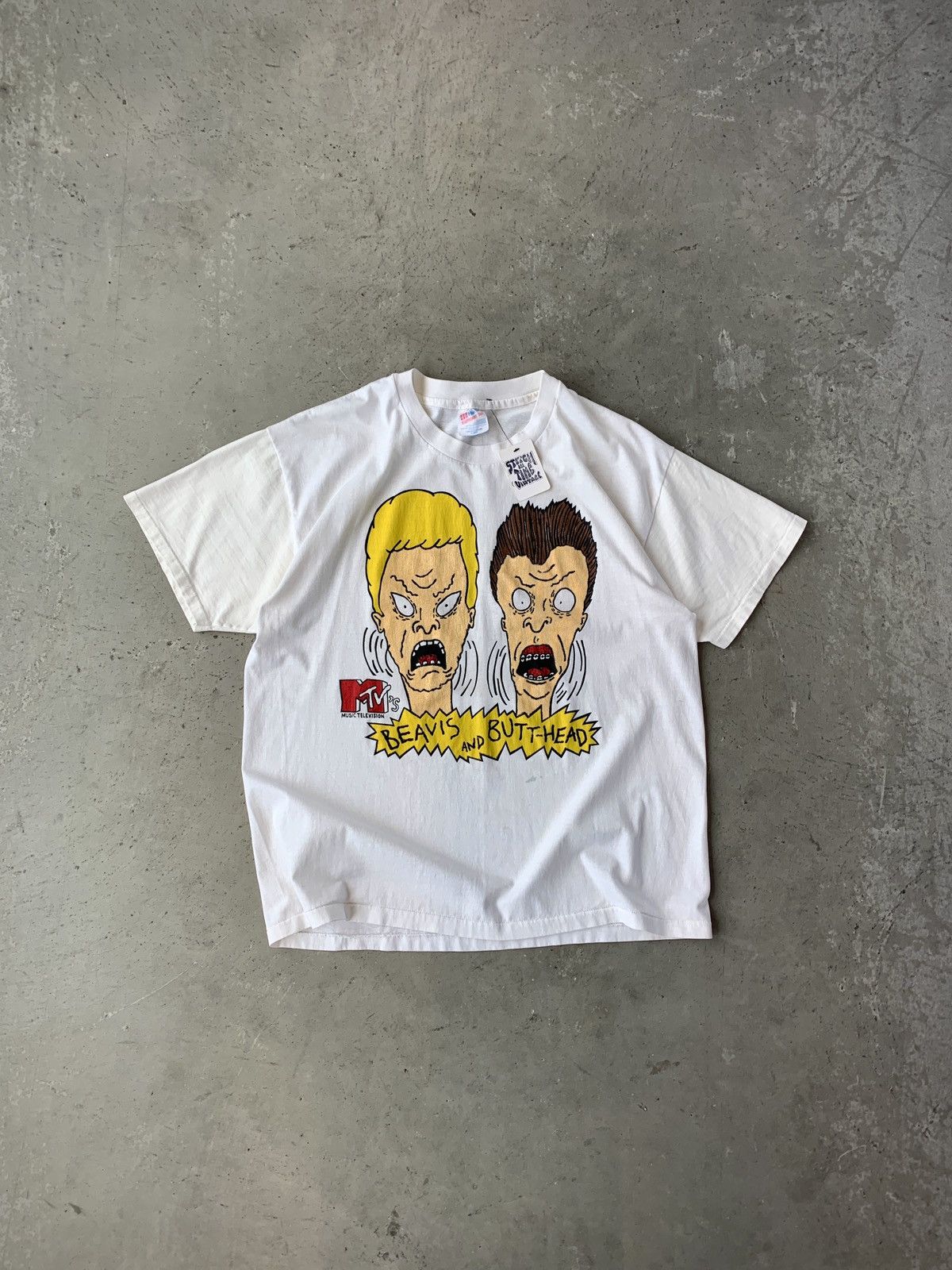 image of Cartoon Network x Mtv 90's Beavis And Butt-Head Graphic Tee in White, Men's (Size XL)