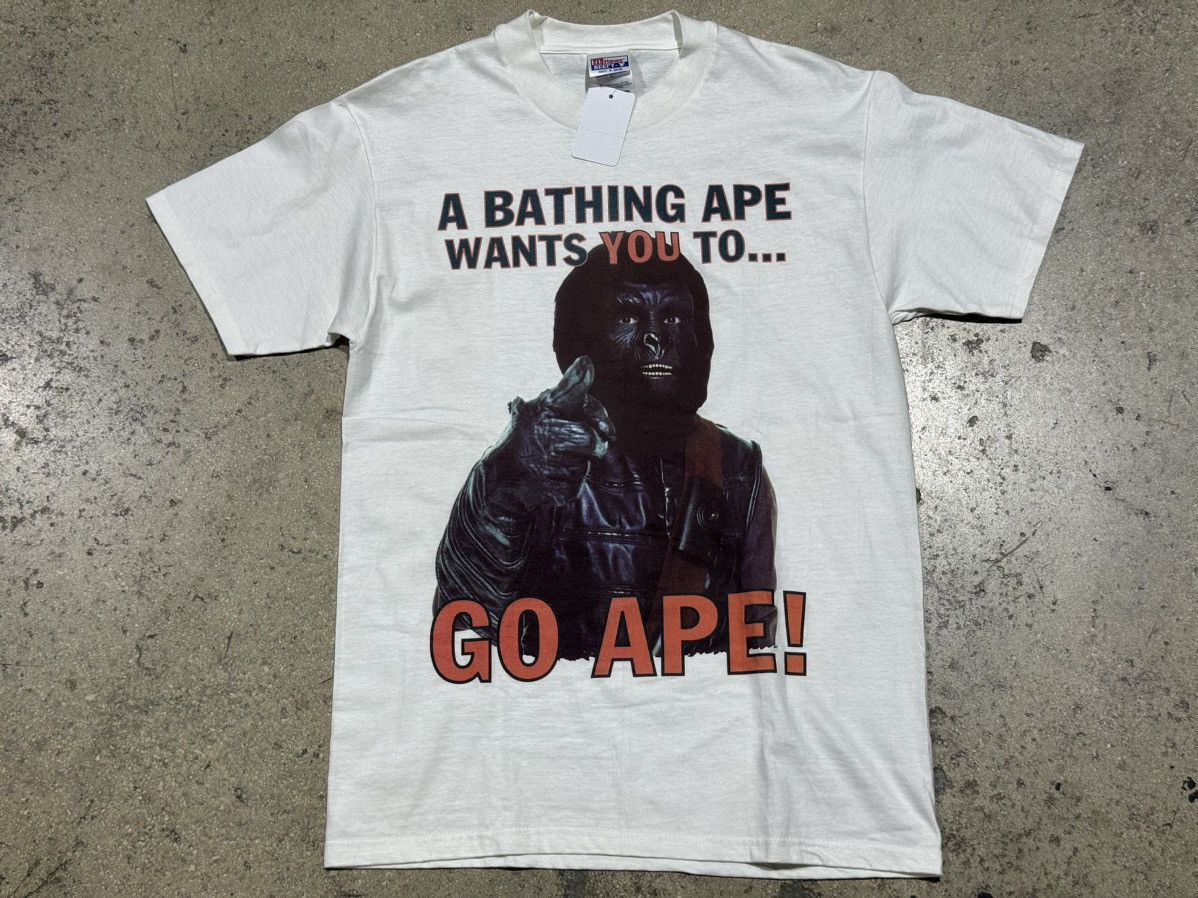 Bape × Vintage 90s Bape A Bathing Ape Wants You Tee - White Size Medium Size US M / EU 48-50 / 2 - 1 Thumbnail