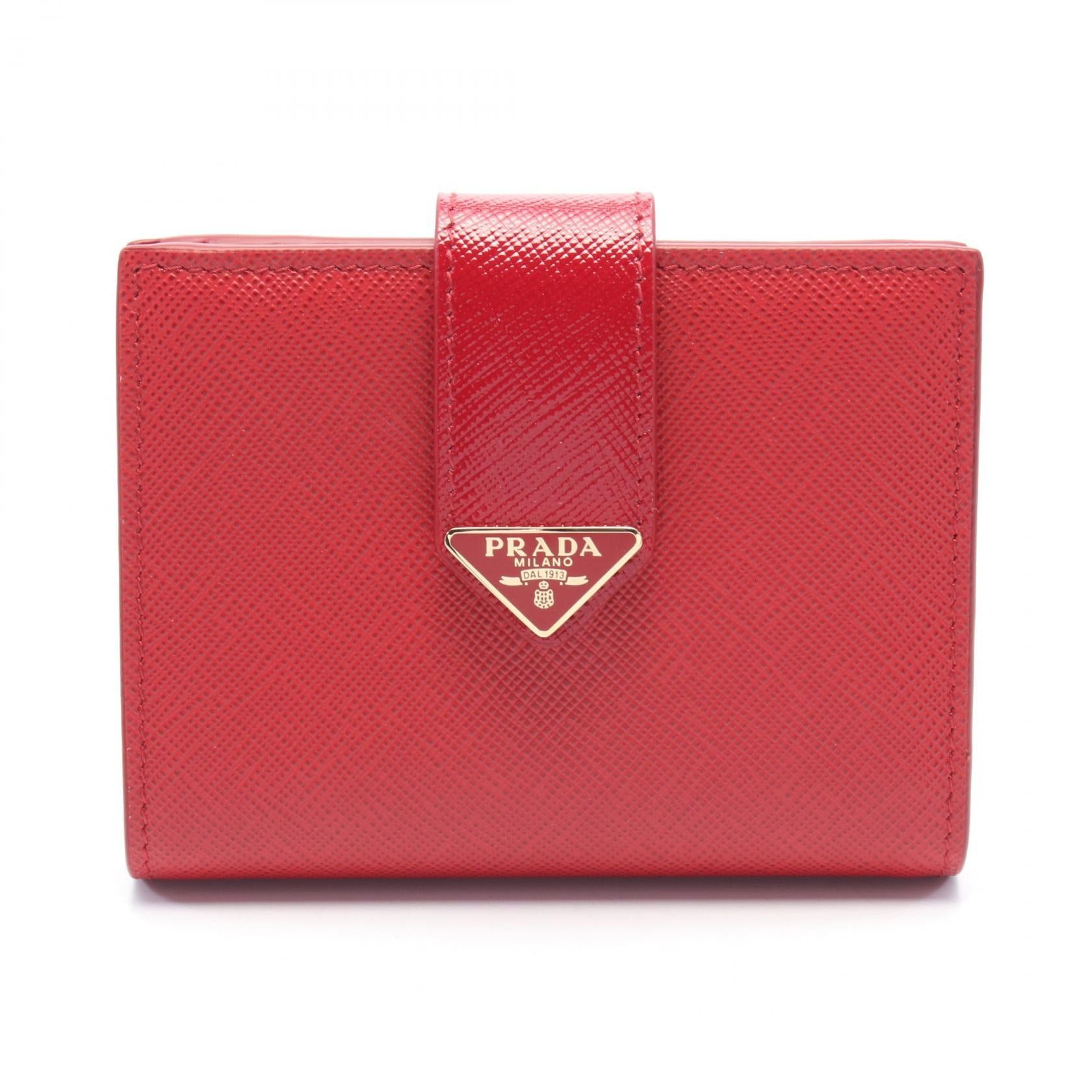 Prada Prada City Saffiano L Cahier Bi-Fold Wallet Leather Red Size ONE SIZE - 1 Thumbnail
