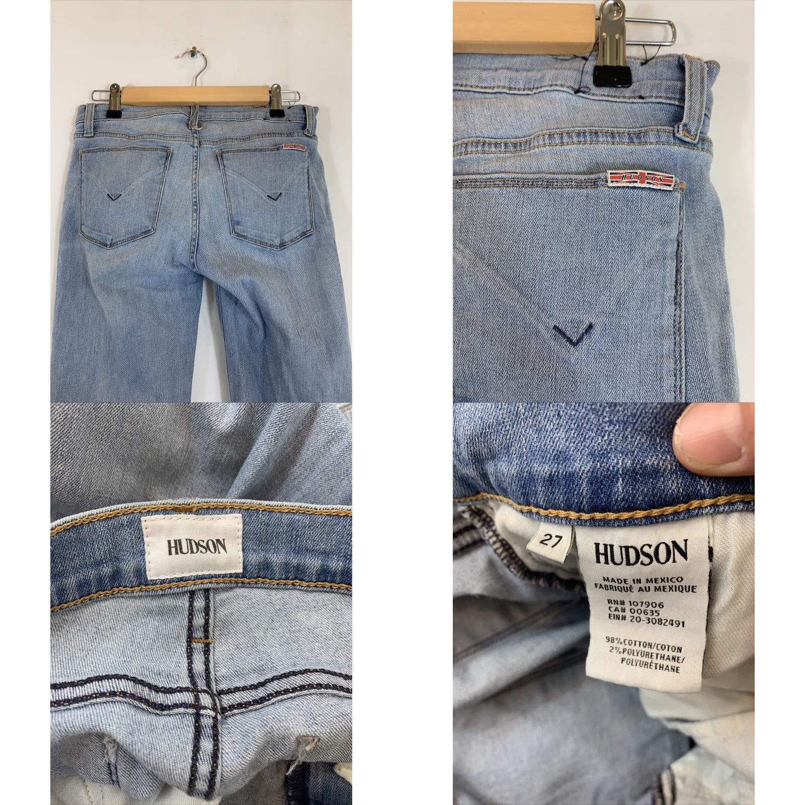Hudson Hudson Jeans Skinny Crop Dark/Light Wash Denim Womens 27 Inseam 31 Low Rise Blue Regular Size 27 Tally Deep Cuff Size 27" / US 4 / IT 40 - 8 Thumbnail