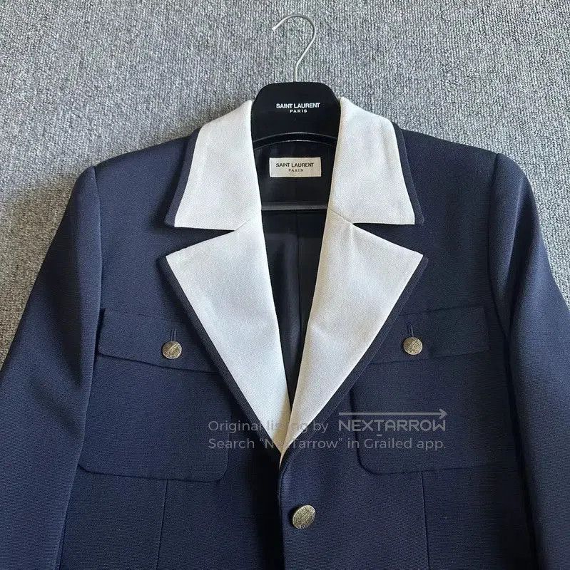 Yves Saint Laurent Saint Laurent Blue Wool Women's Jacket . Size M / US 6-8 / IT 42-44 - 2 Thumbnail