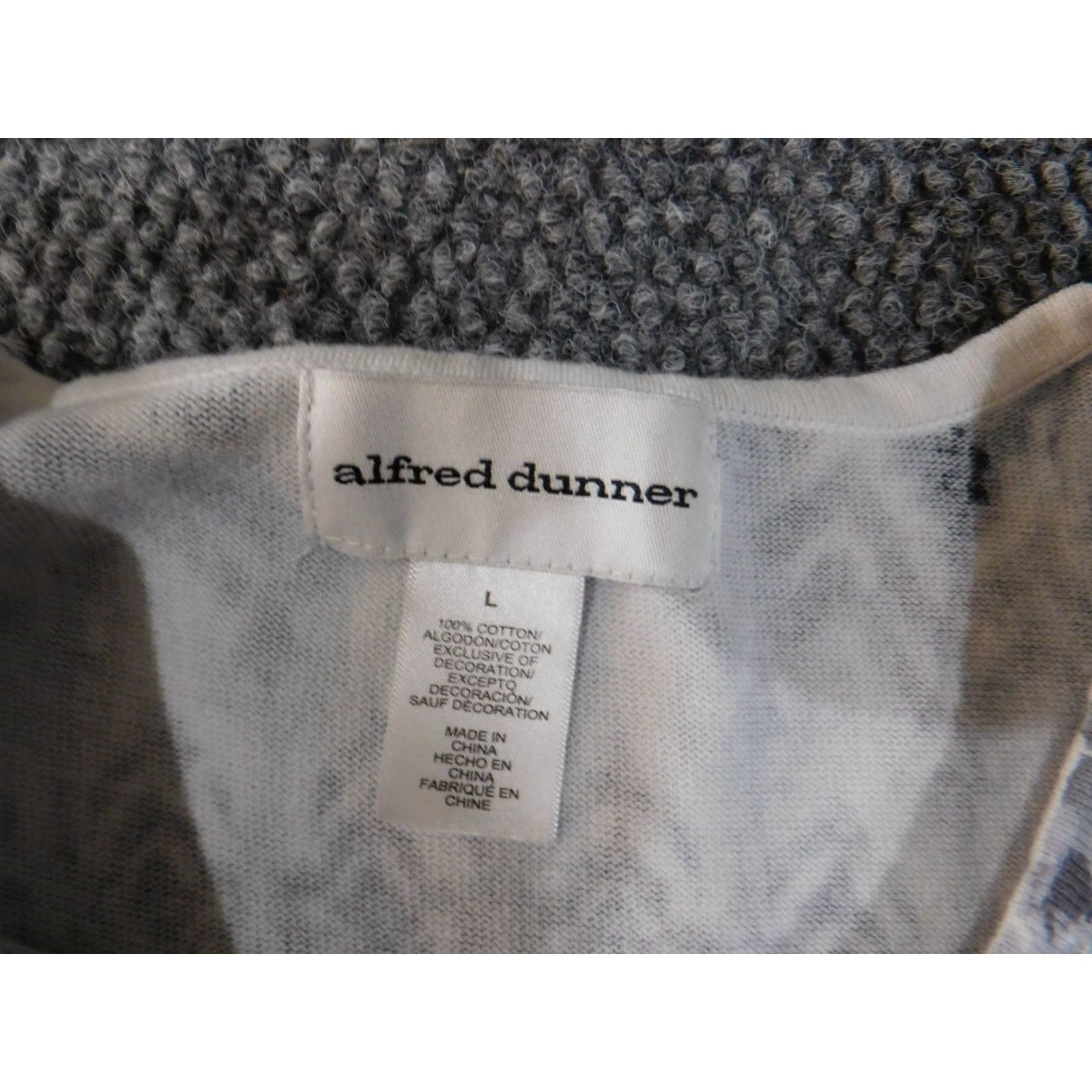 Vintage Alfred Dunner Sweater Shirt Womens Large Gray Striped Knit Crew Neck Pullover Cotton Knit Regular Modern Everyday Casual Size L / US 10 / IT 46 - 7 Thumbnail