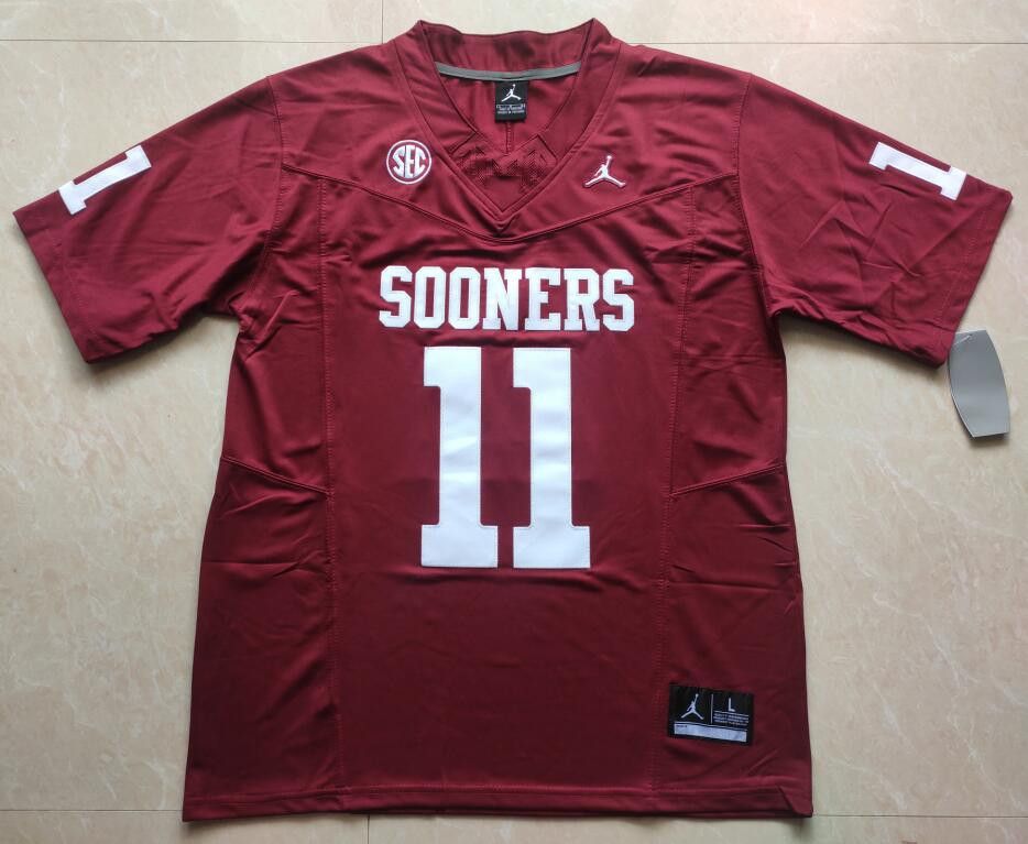 Other Men's Oklahoma Sooners #11 Jackson Arnold Jerseys Red NCAA Size US M / EU 48-50 / 2 - 4 Thumbnail