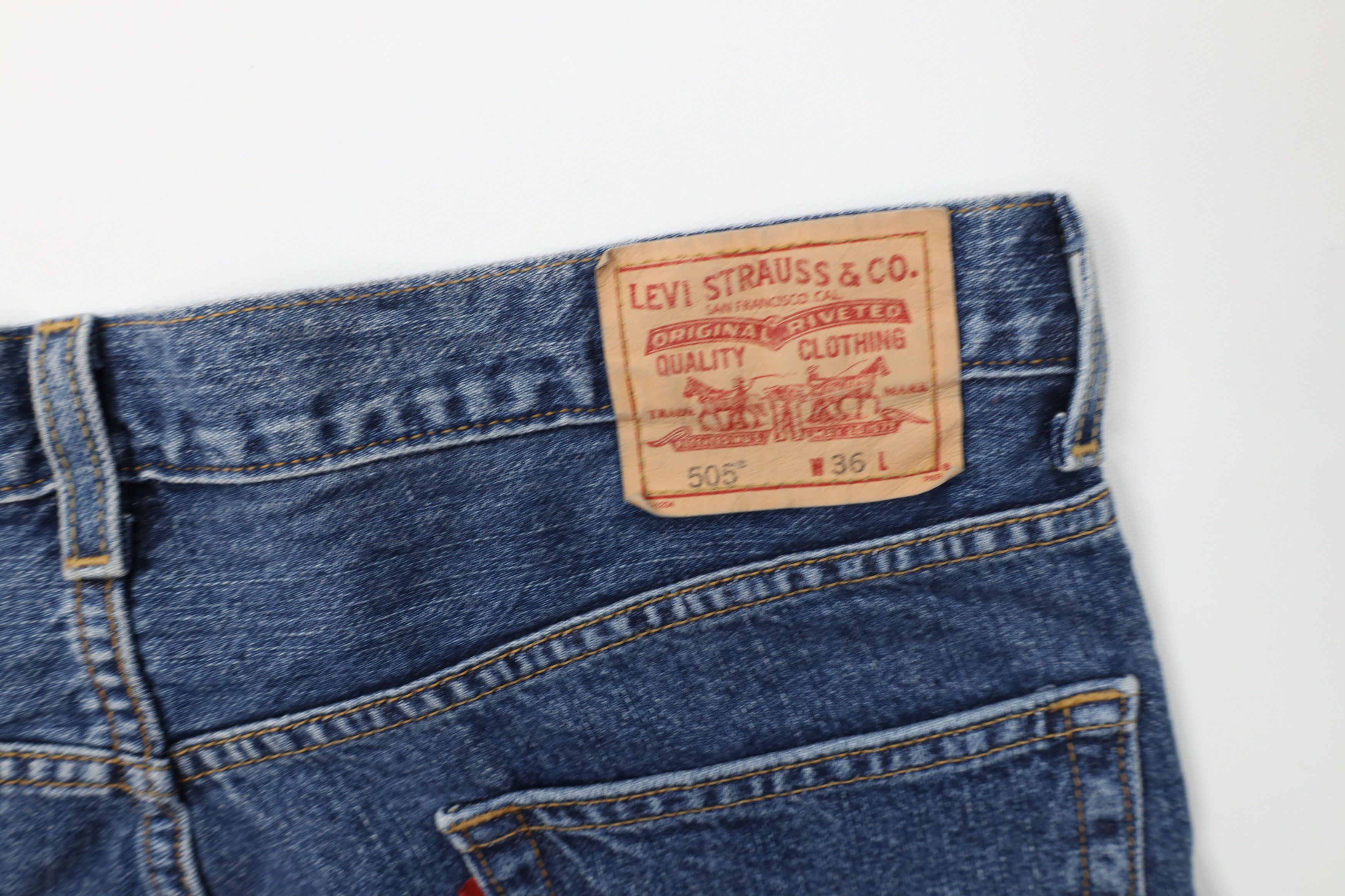 Levi's Vintage Y2K Levis 505 Fit Denim Jean Shorts Jorts Blue Size US 36 / EU 52 - 13 Thumbnail