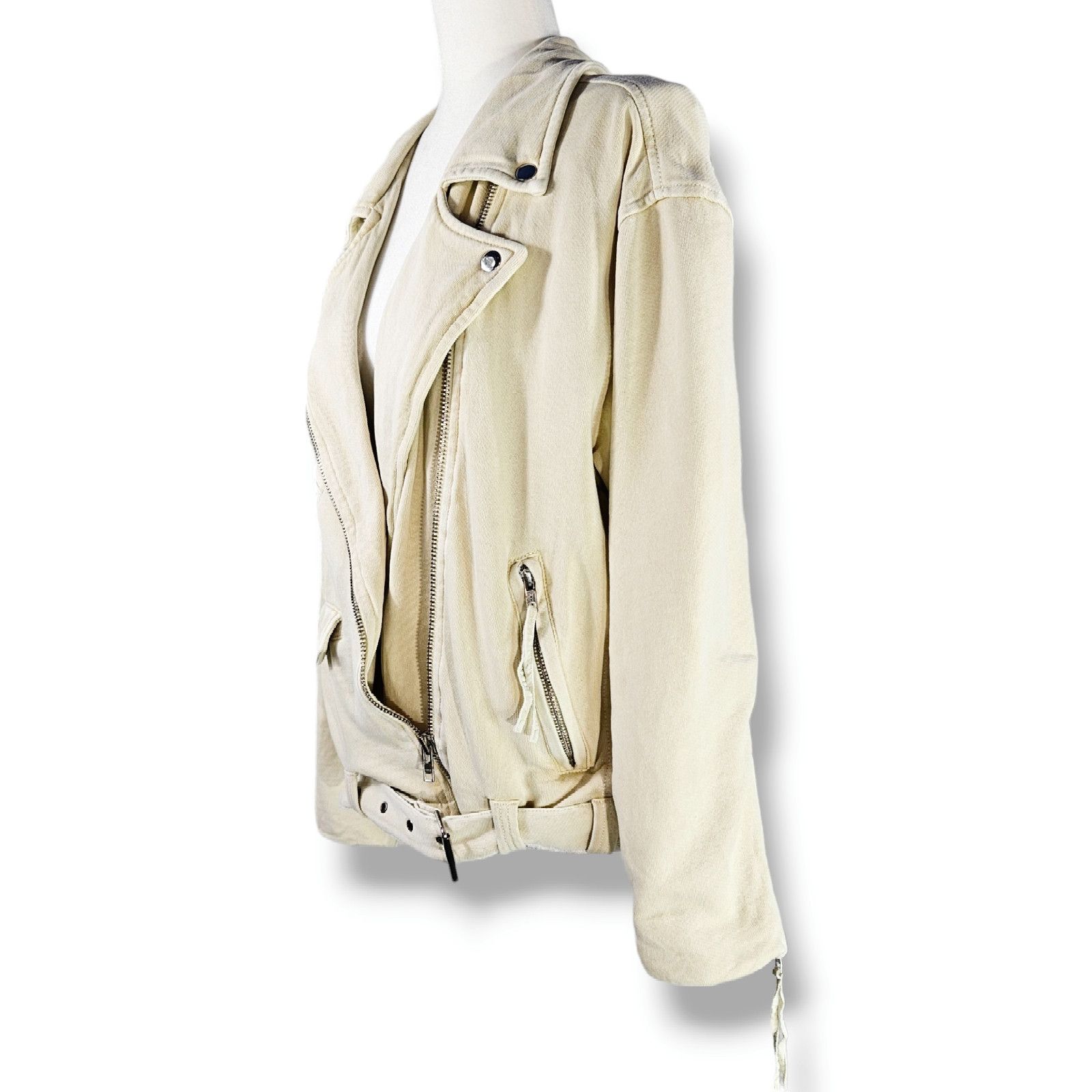 Free People Free People Knit Moto Jacket Oversized Belt Vanilla Cream XS Size XS / US 0-2 / IT 36-38 - 2 Thumbnail