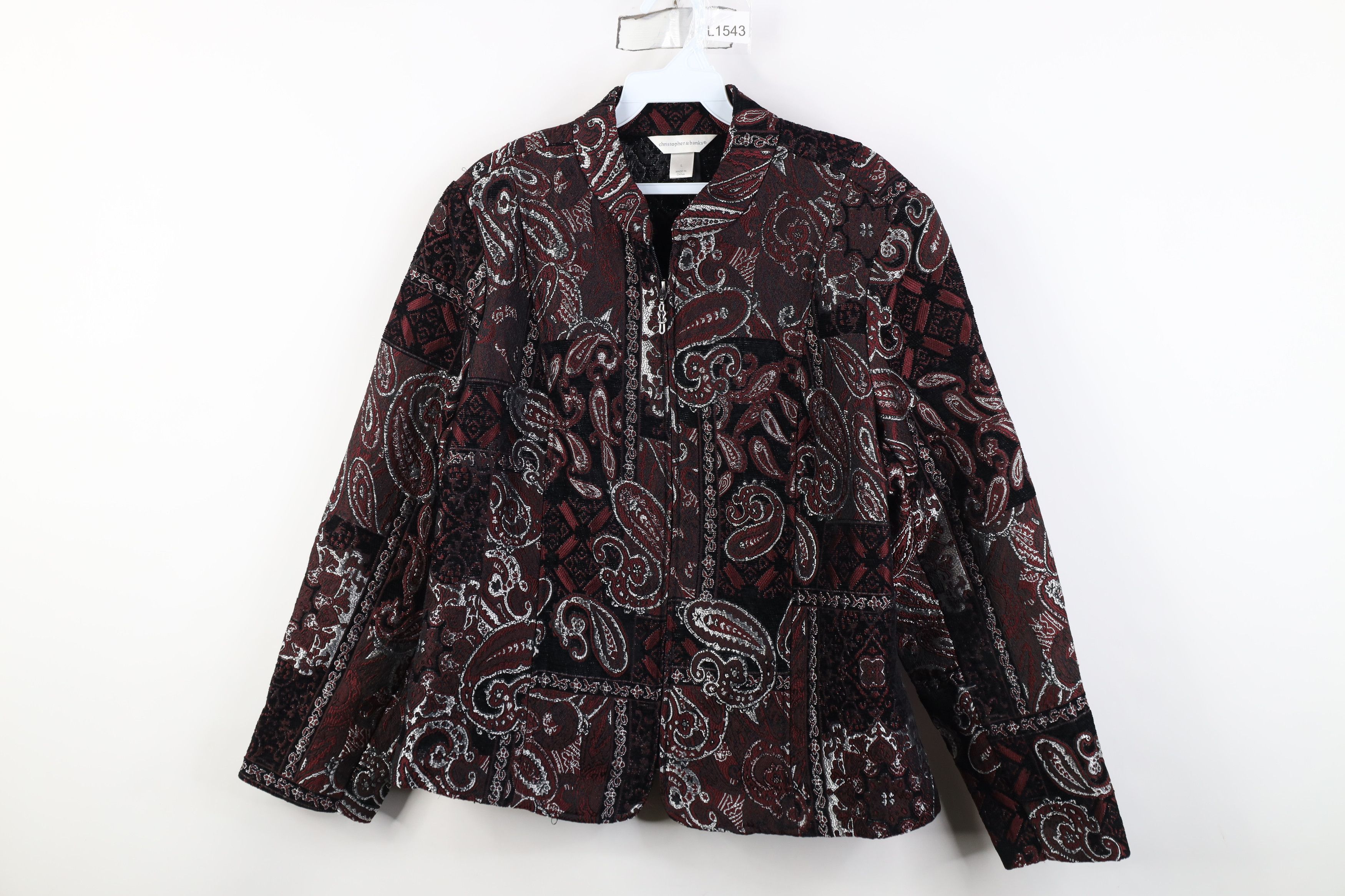 Vintage Vintage 90s Streetwear Paisley Flower Metallic Blazer Jacket Size L / US 10 / IT 46 - 1 Thumbnail