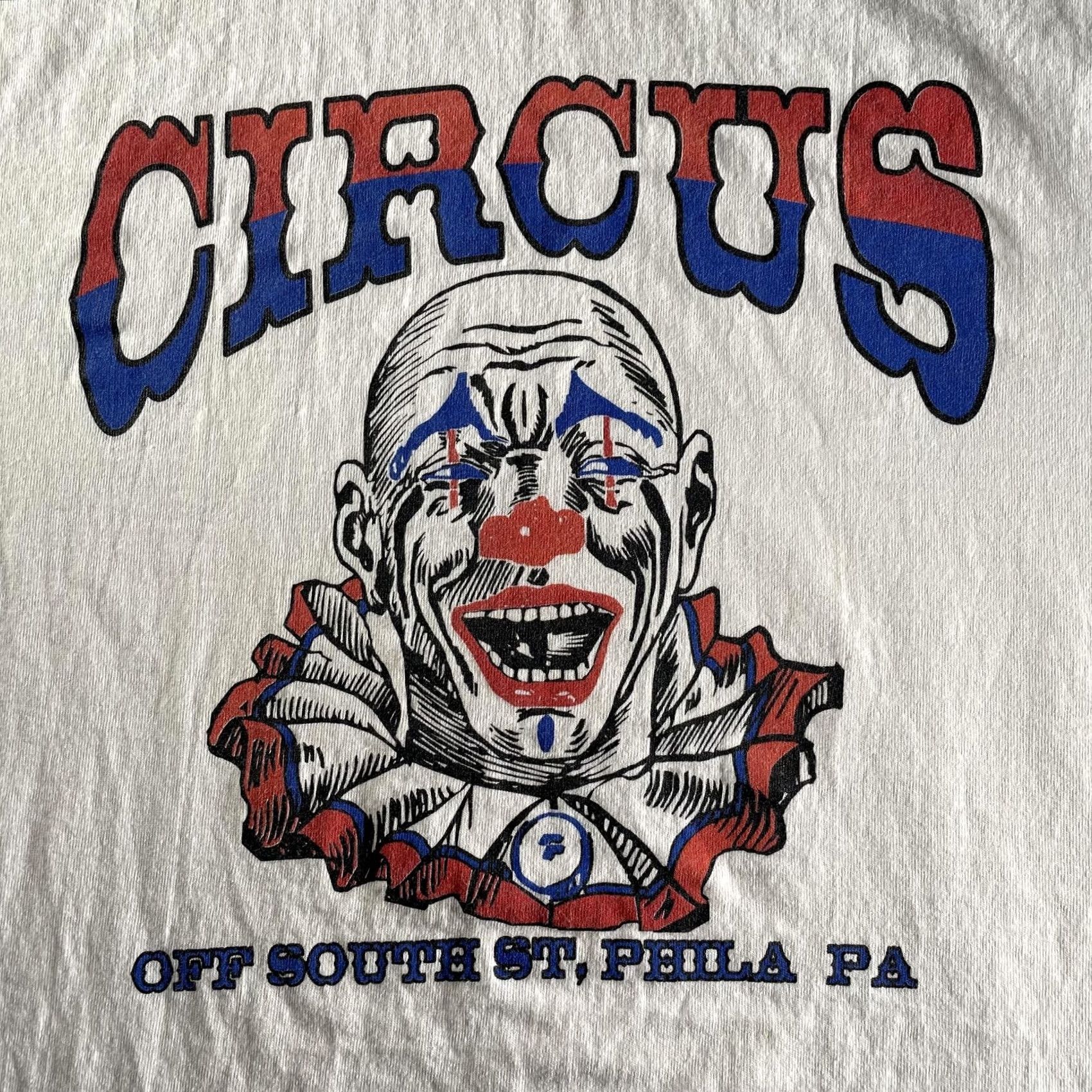 Hanes VINTAGE Circus Clown Shirt Mens Large White Graphic Tee Hanes South St Philadelphia PA Crew Neck Short Sleeve Cotton T-Shirt Size US L / EU 52-54 / 3 - 2 Thumbnail
